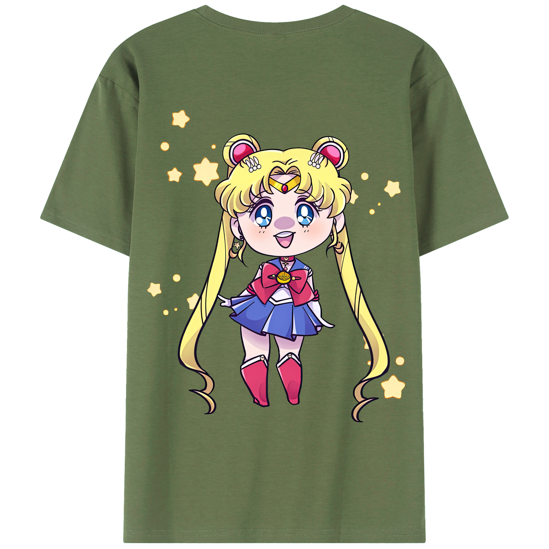 （画像用） 美少女戦士セーラームーン 月野 うさぎ つきの うさぎ Sailor Moon Tsukino Usagi 綿100％ メンズ半袖Tシャツ（バックプリント） 通気性